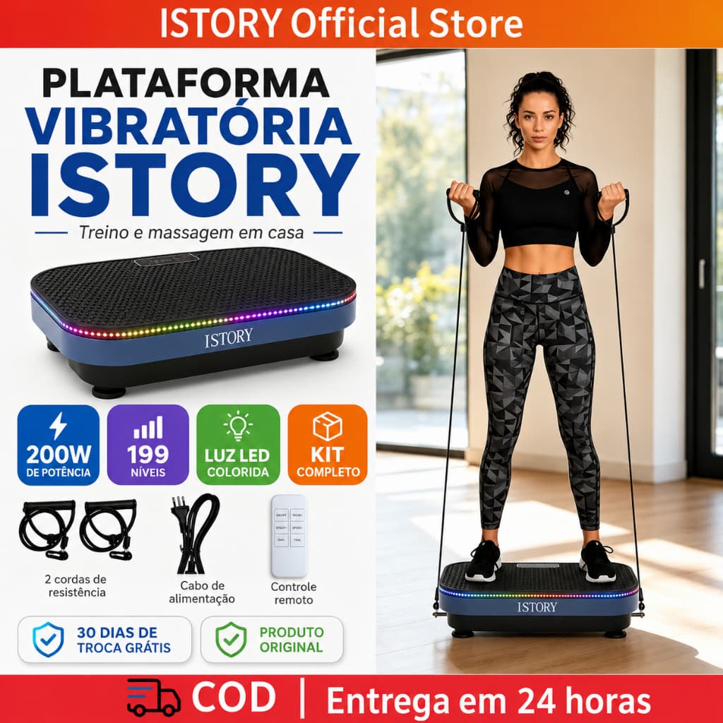 Plataforma Vibratória Bivolt 110V/220V 99 Níveis Bluetooth Com Controle Remoto Fitness Em Casa