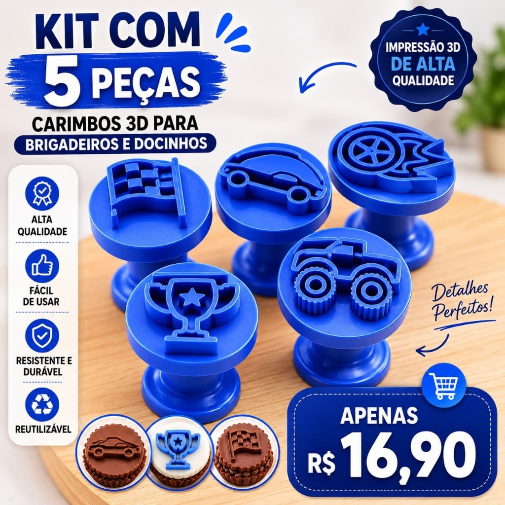 Kit Carimbos Docinhos Festa Infantil Carro Troféu Controle