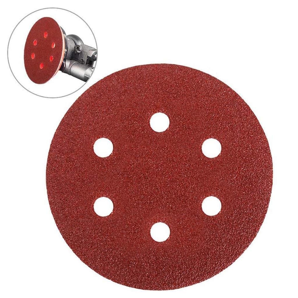 Kit 50 Disco de Lixa Aderente c/ 6 Furos 150mm 6pol Multiuso