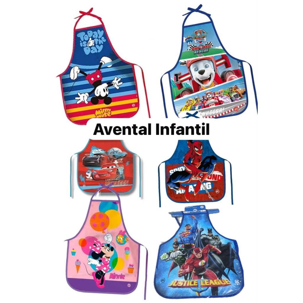 Avental Infantil Personagens DAC Patrulha, Spider Fácil de Limpar 39x49cm