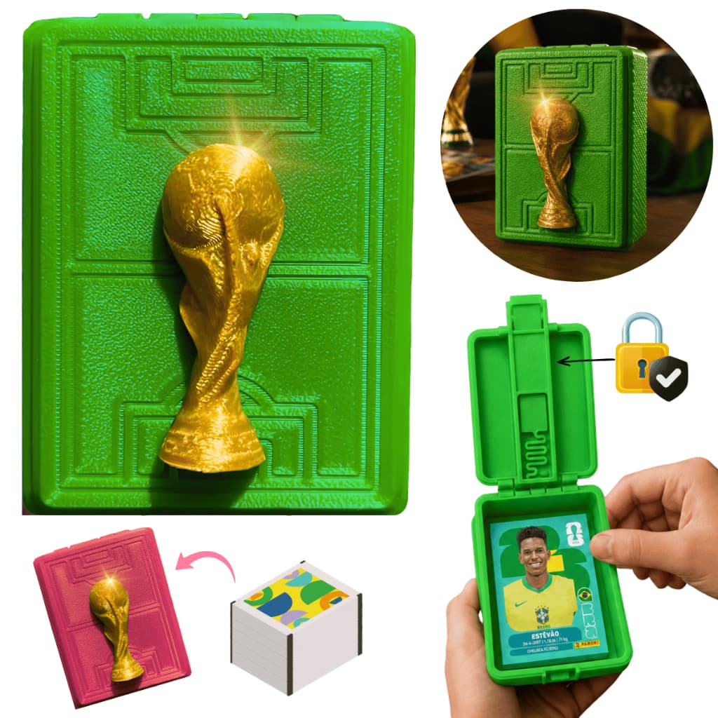Porta Figurinhas Futebol 2026  Caixa Organizadora Mundial Estojo Troca Coleção Album Proteção Para Cards Case