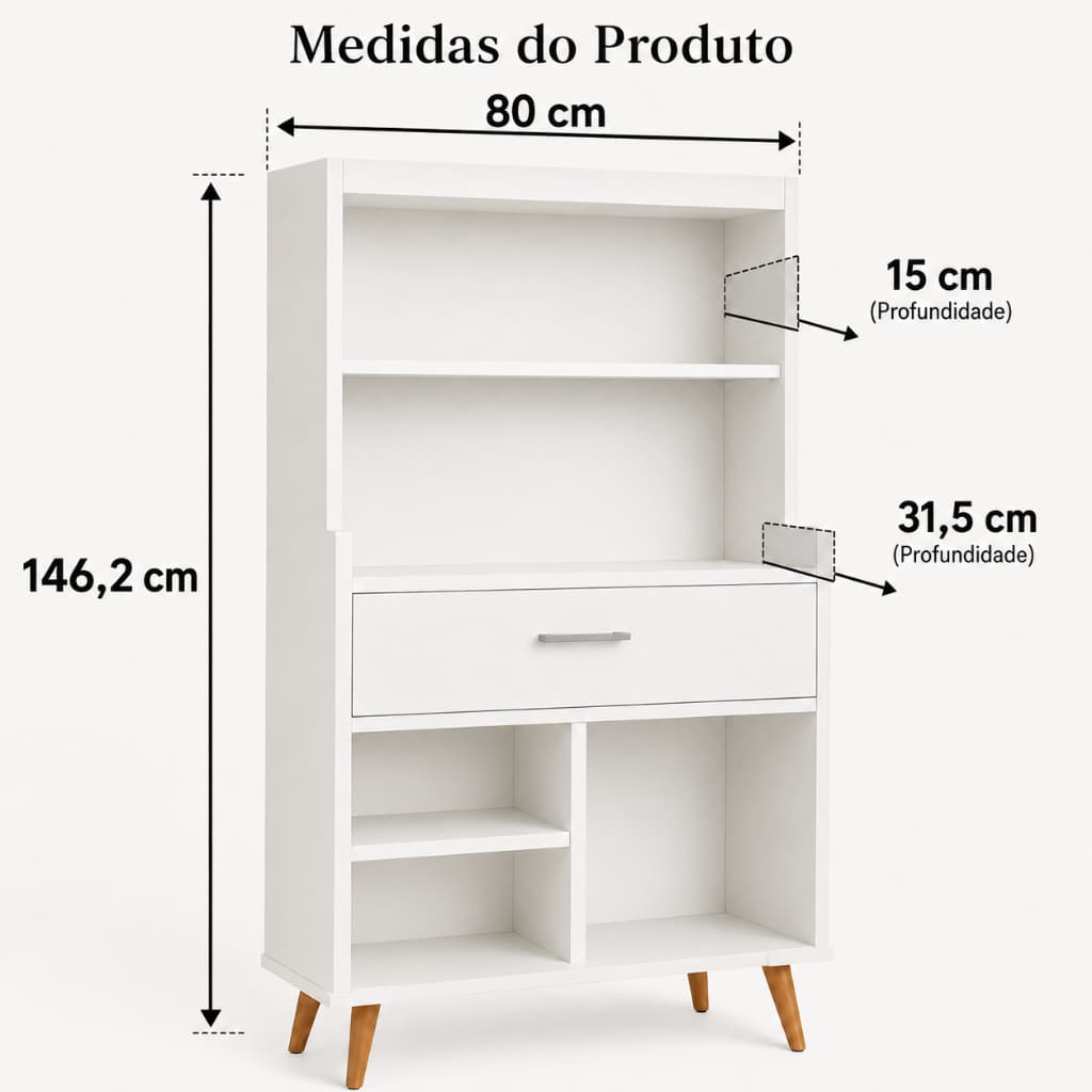 Estante Multiuso Retrô Cantinho do Café Buffet Organizador Decorativo Rack Aparador
