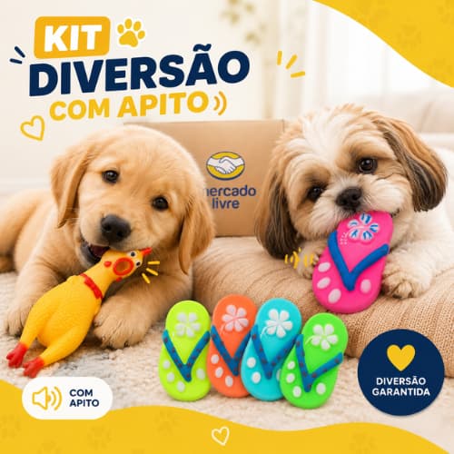 Kit Brinquedo Pet Mordedor Frango De Borracha E Chinelo Com Apito Cao E Gato