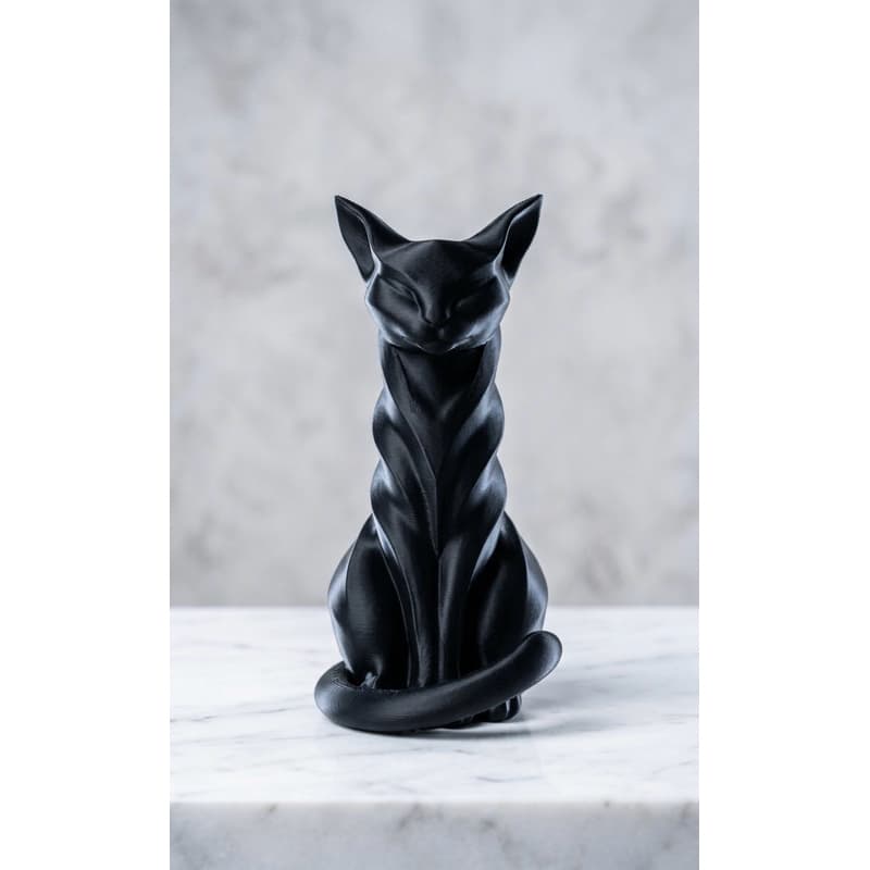 Escultura Gato Geométrico 3D Preto (18cm) Estátua Decorativa Minimalista Enfeite Sala Mesa
