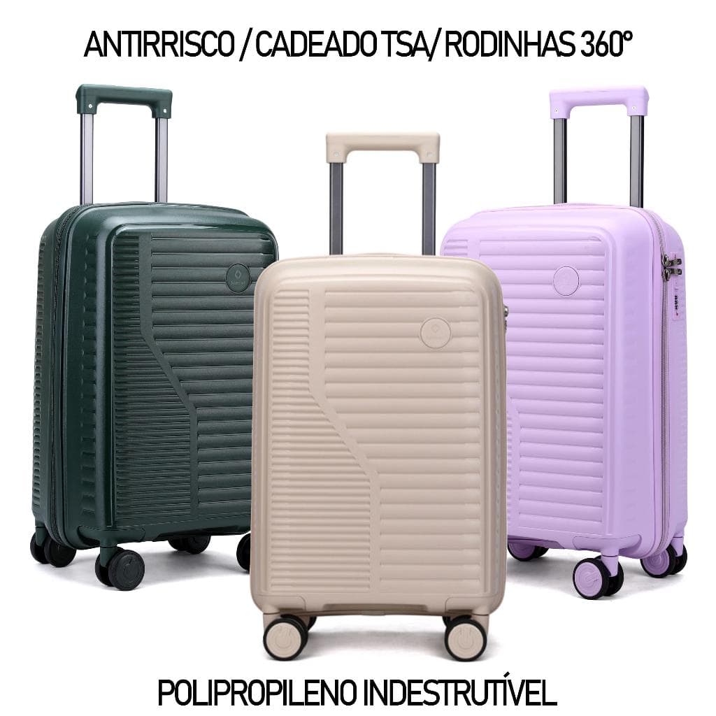 Mala de Bordo 10kg Polipropileno Inquebrável Dermond Pro Cadeado Embutido Rodas 360° Removiveis  ANAC
