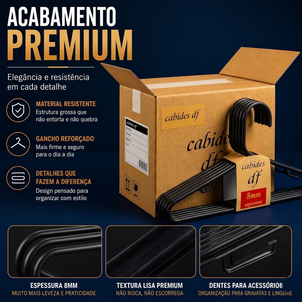 KIT Cabides Adulto 8mm Atacado Reforçado organizador resistente 30 50 80 unidades tradicional