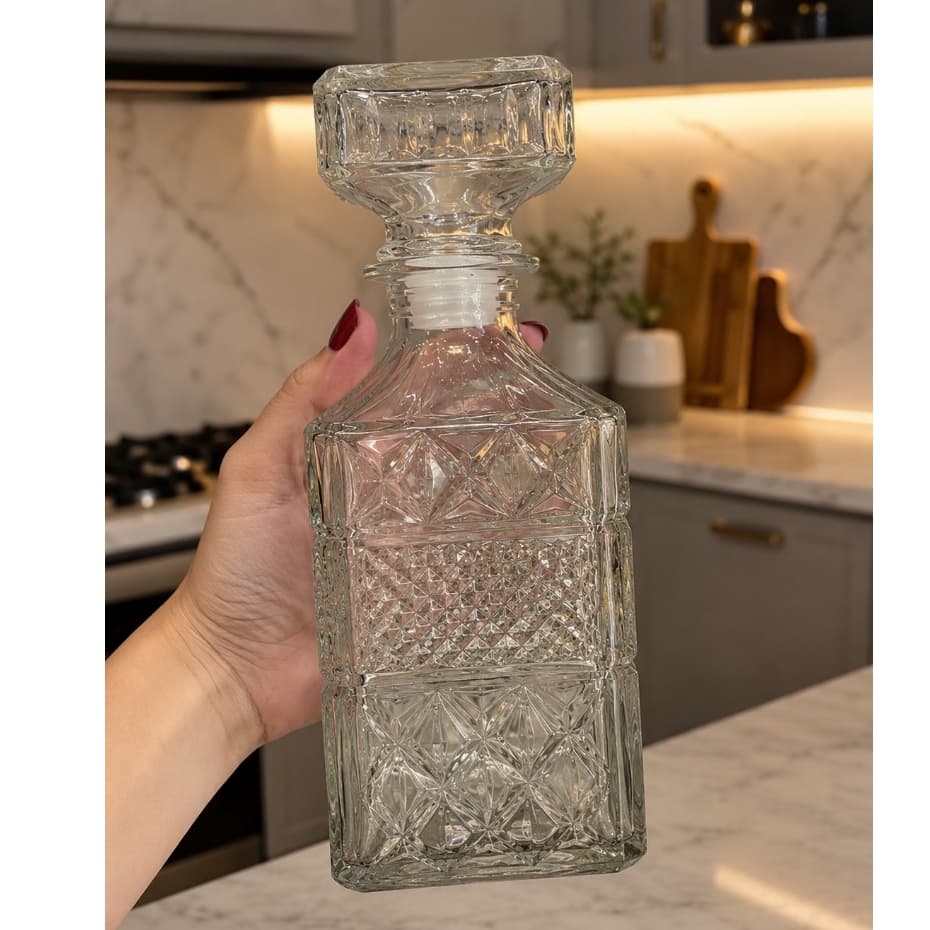 Licoreira De Cristal 1 Litro Para Whisky Licor Vodka Decanter Garrafa Com Tampa Kit 1 E 2 Unidades