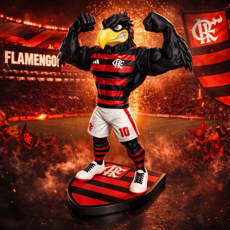 Estátua Mascote Colecionável Flamengo 25cm | Peça Premium Urubu Buffado