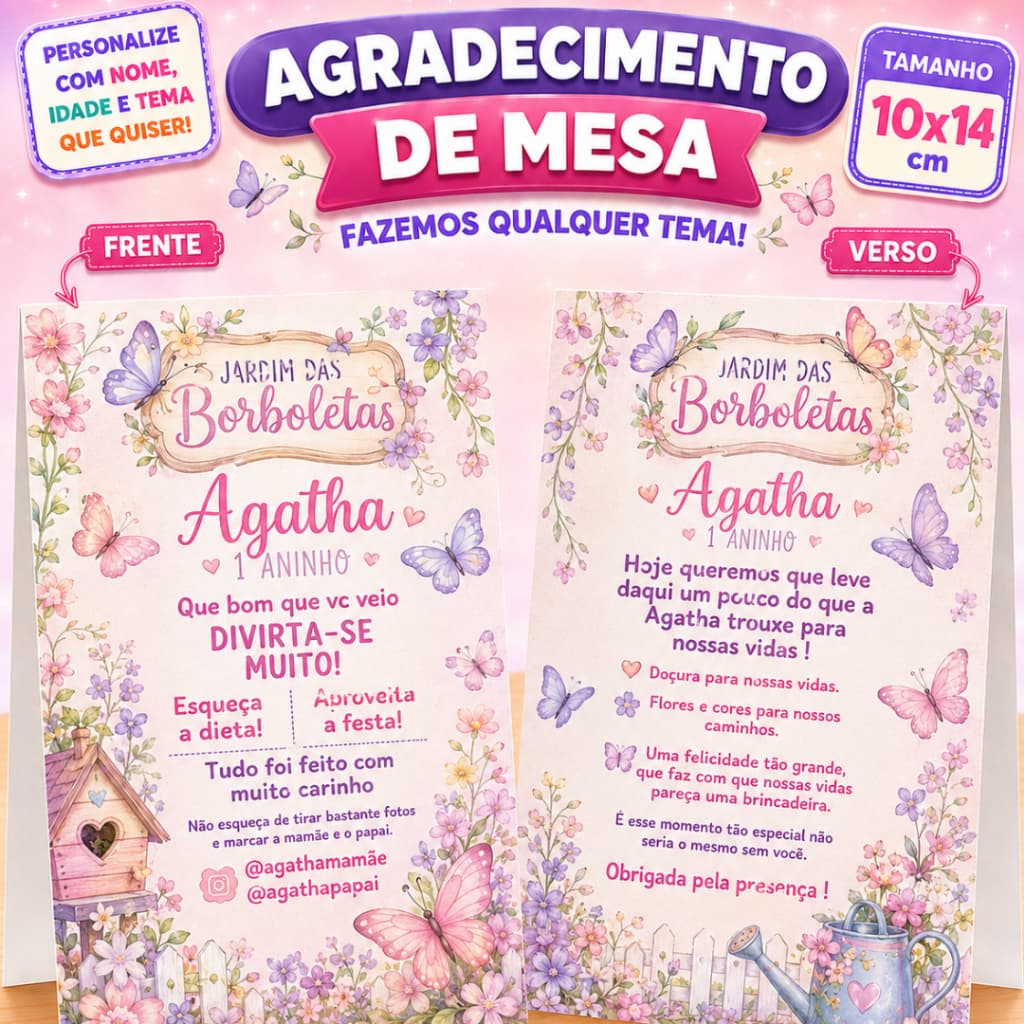 Plaquinha de Agradecimento para Centro de Mesa Personalizada | Fazemos Qualquer Tema