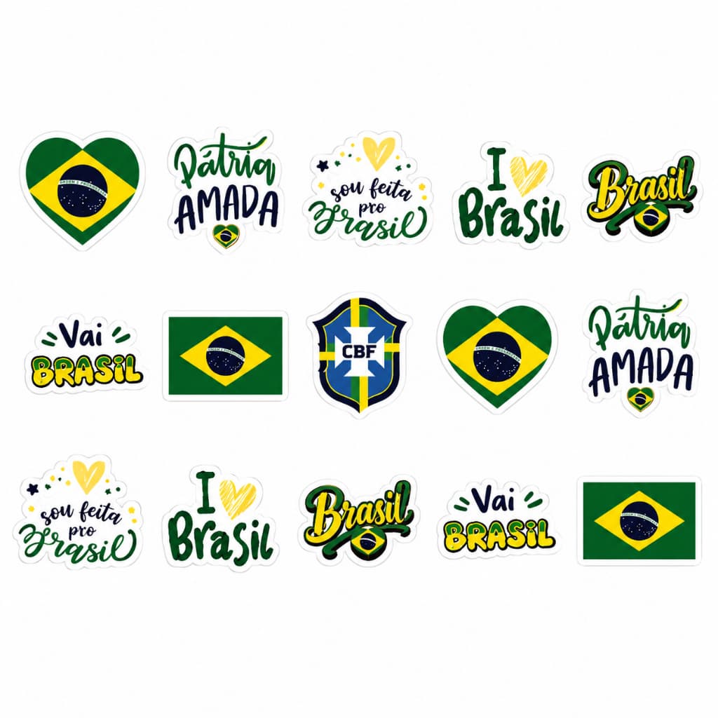 15 Estampa termocolante Brasil copa para tecidos aplicar com seu o ferro de passar 3 centímetros de altura.