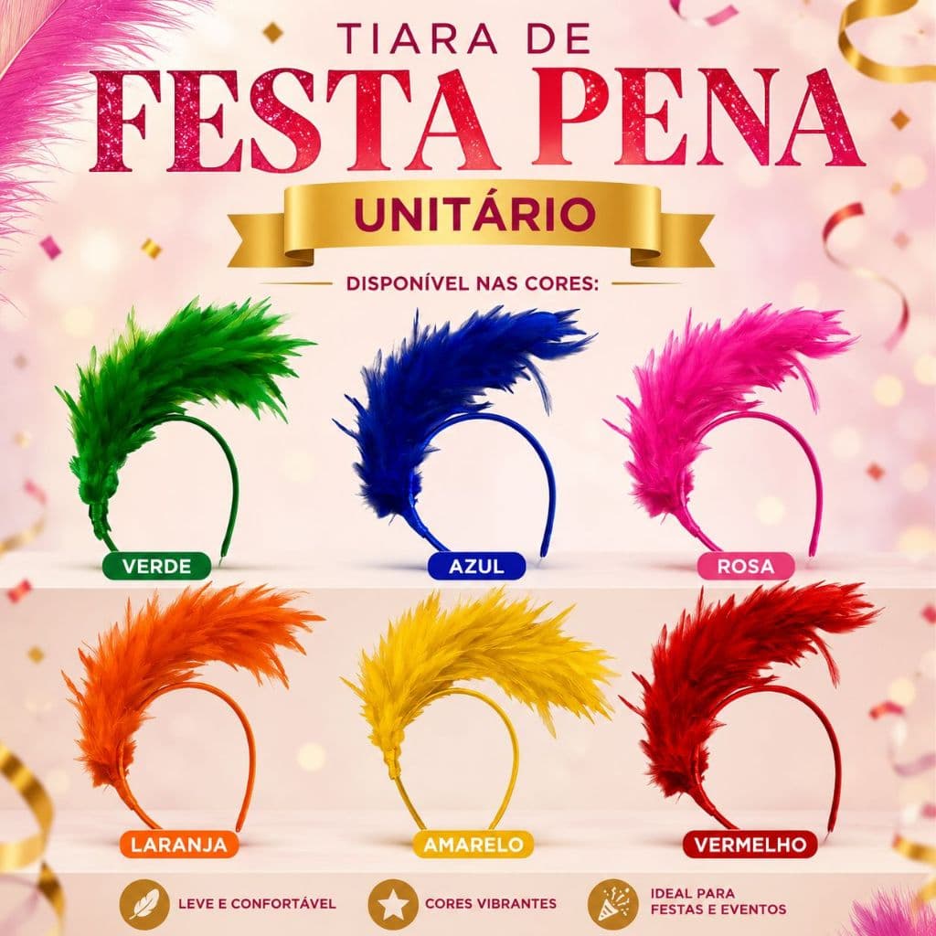 Tiara de Pena de luxo Unitário festa aniversários balada