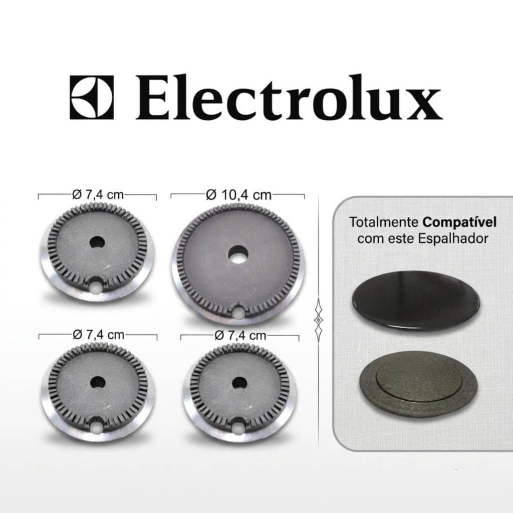 Kit 4 Bacias Queimadores Espalhadores Compatível c/ Fogão Electrolux 4 Bocas 56SE 56ST 56UT Original
