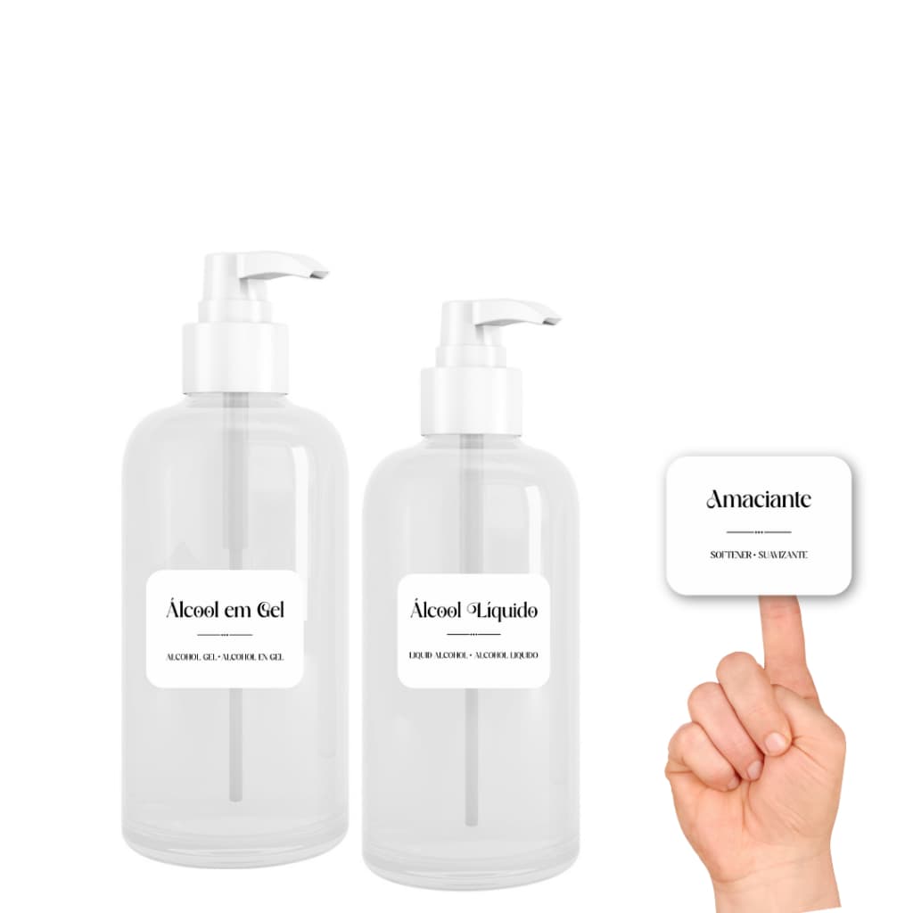 Kit 36 Etiquetas Lavanderia Transparente/branca Organizador lavanderia organizada dispenser de produtos