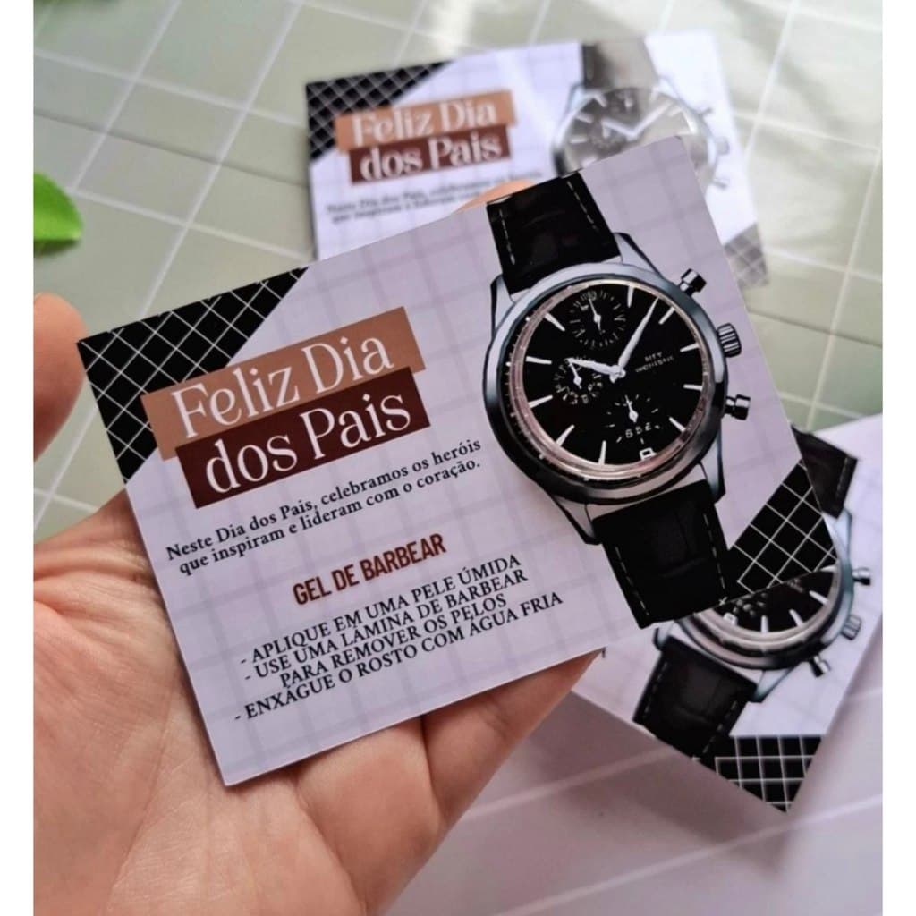 Cartão Personalizado Dia dos Pais com Mini Gel de Barbear - Mimo Dia dos Pais