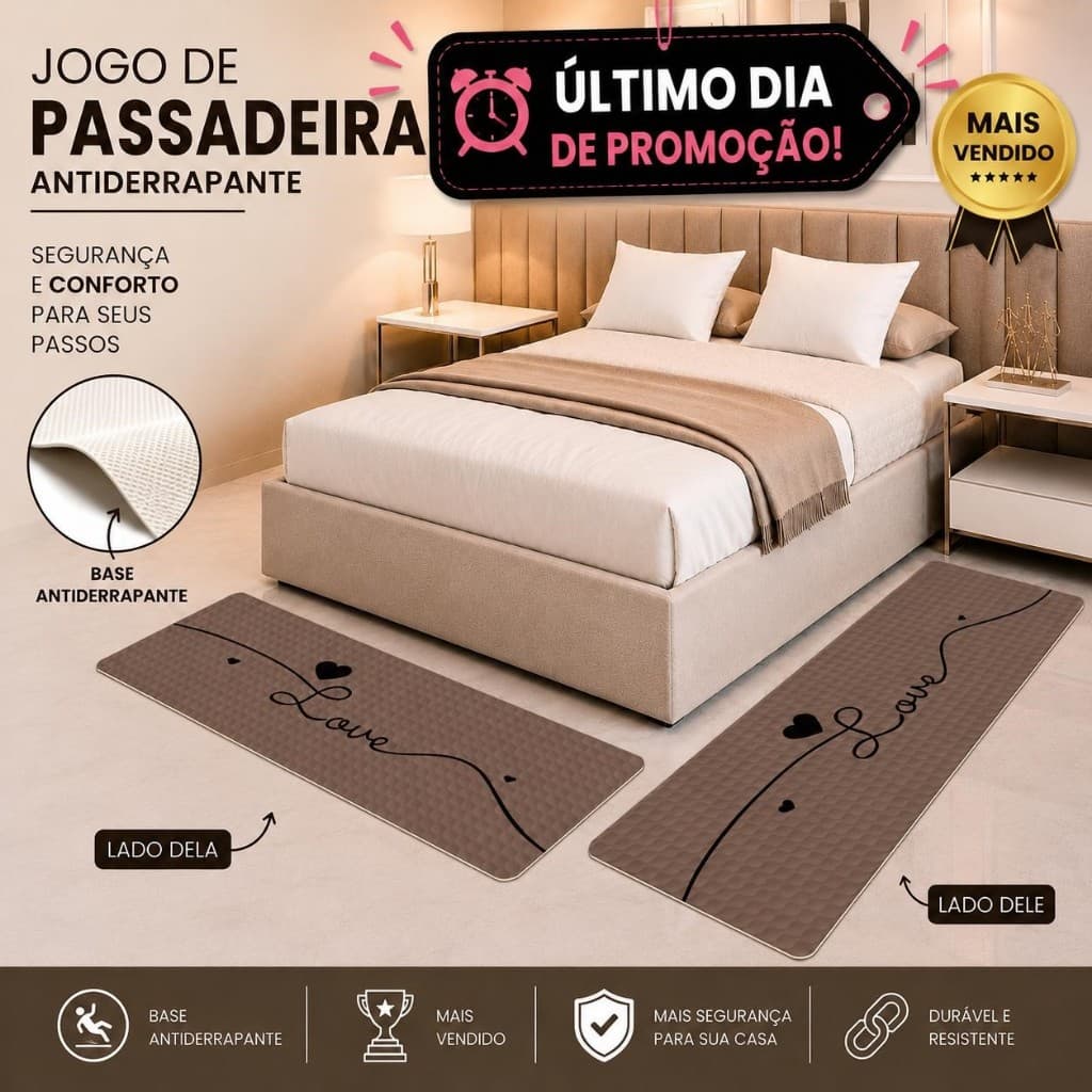 kIT de 2 Passadeira Casal “Dele & Dela” - LOVE - Conforto, Estilo e Proteção para o Quarto
