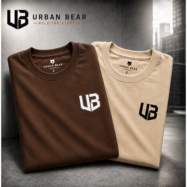 Kit 2 Camisetas Masculinas 100% Algodão Confortável Estampada UB Urban Bear Manga Curta Gola Redonda Dia a Dia Unissex