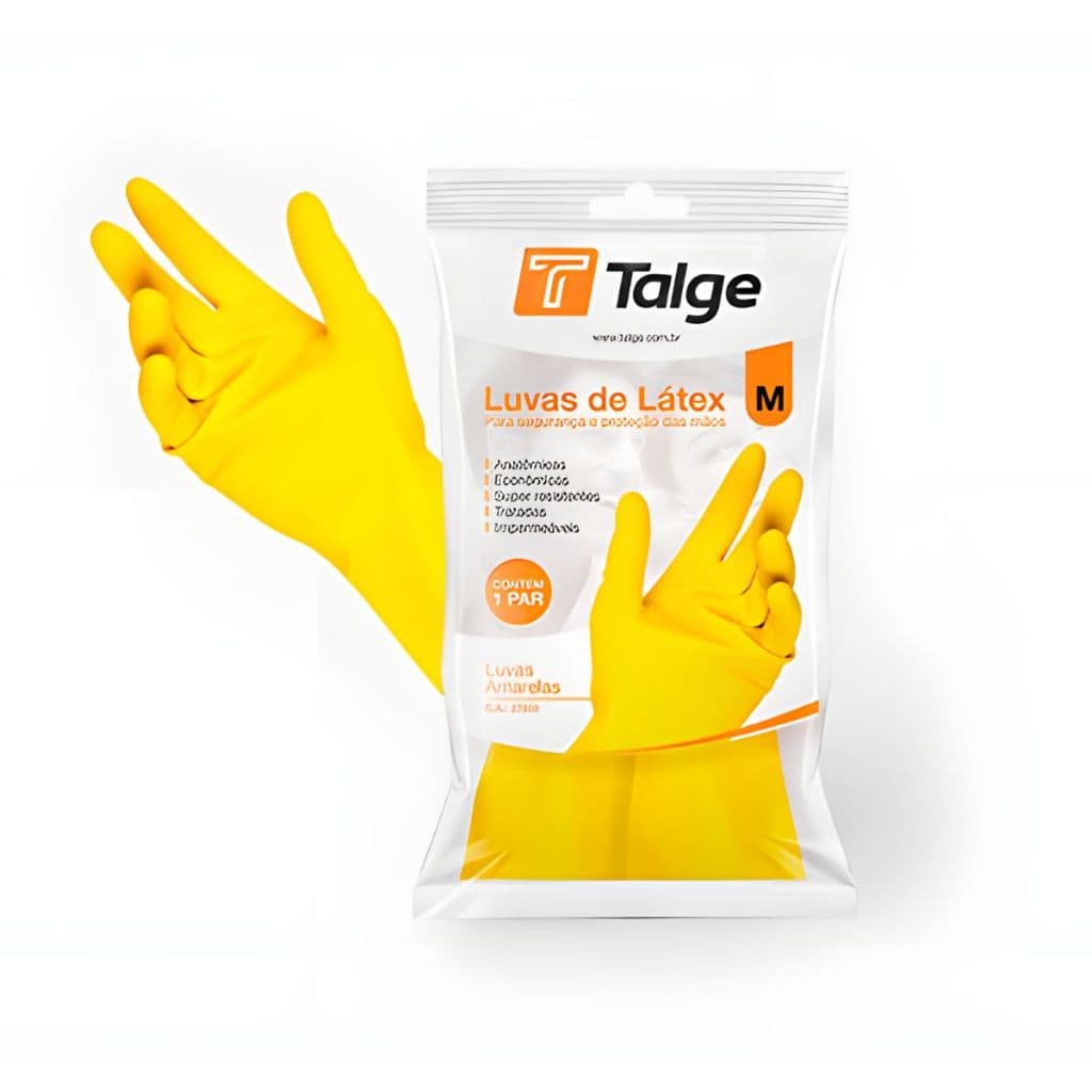 Luvas Látex Multiuso Amarela Para Limpeza Com CA 27803,Jardinagem Lavar Louça Com Proteção Quimica