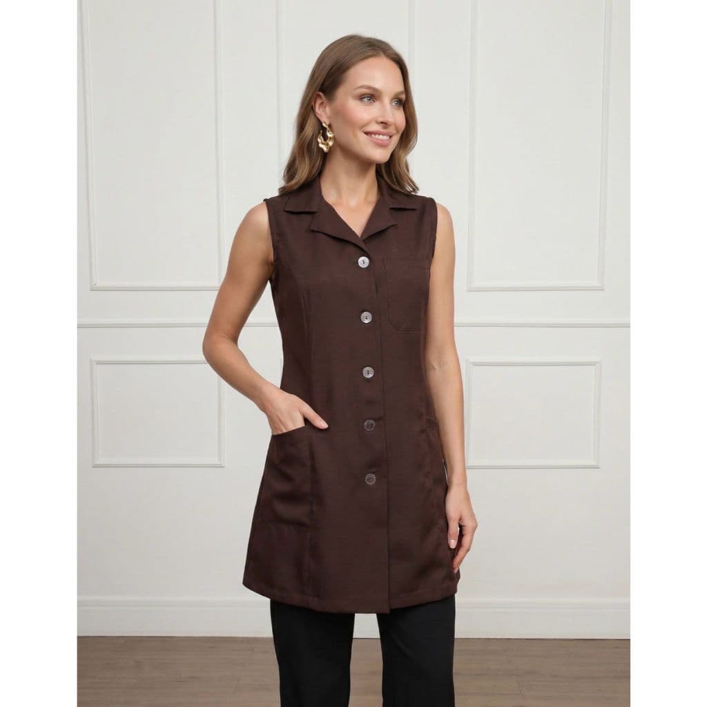Jaleco Feminino Botão Oxford Marrom Normandia  Gardenia Jalecos