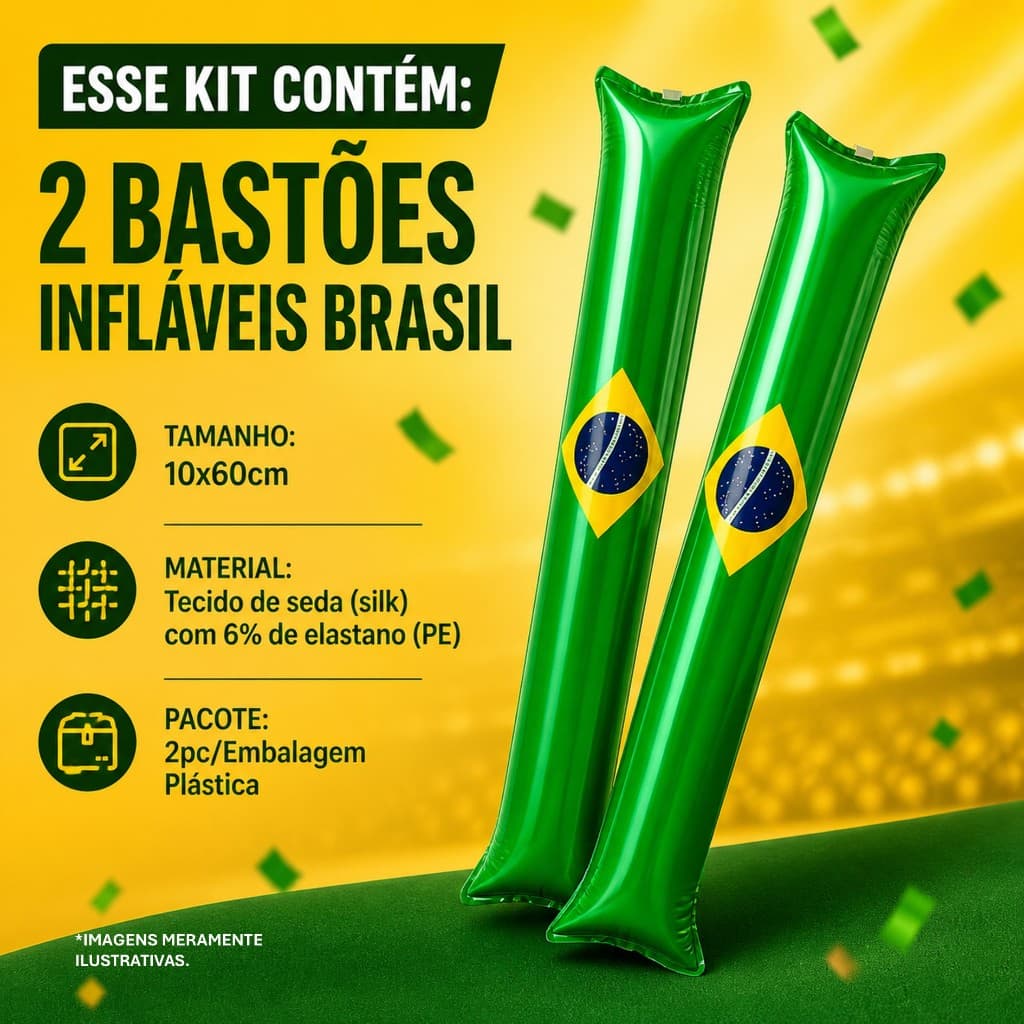 Bastões Infláveis Brasil Copa 2026