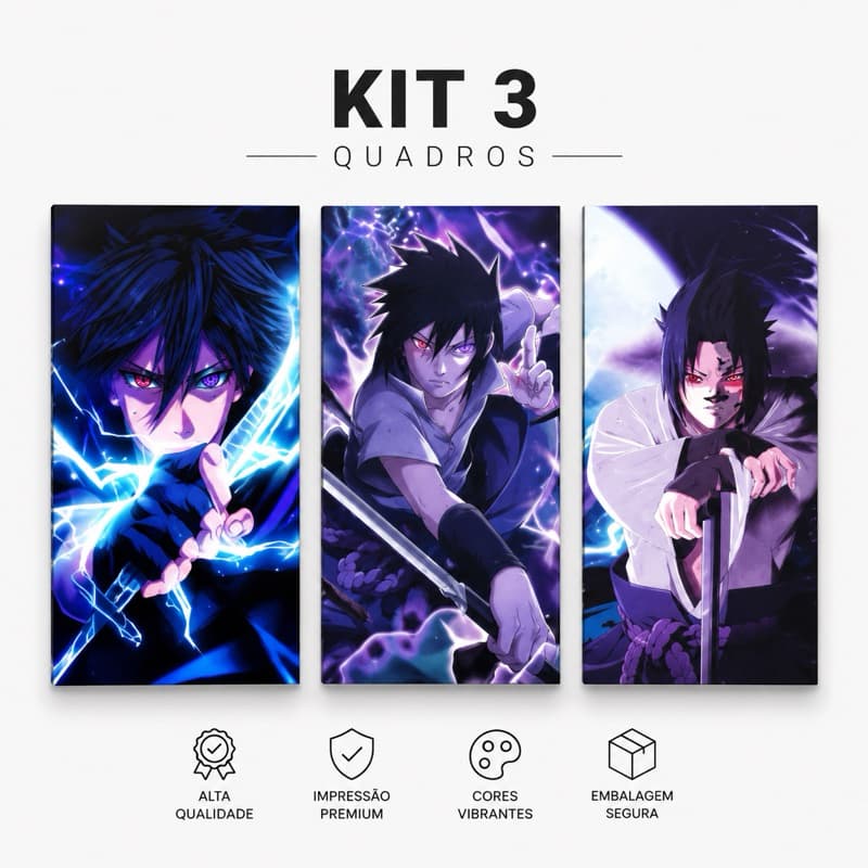 Kit 3 Quadros Decorativos Sask em MDF,Anime Narutos Quarto E Sala Excelente Qualidade