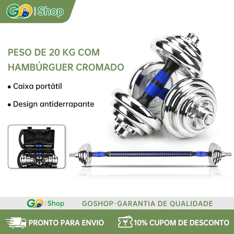Kit de Halteres Ajustáveis 15kg com Barra para Musculação + Maleta Premium