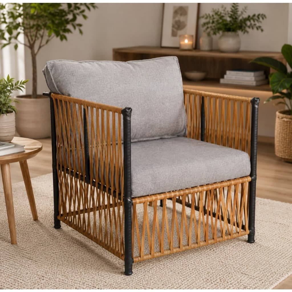 Poltrona Milão feita de Junco/Fibra Sintética Ideal para sua Area Gourmet  Varanda - Area de Piscina