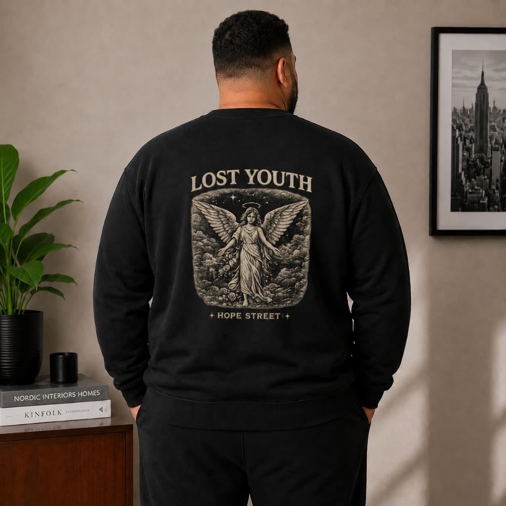Moletom Plus Size Gola Careca Masculino Lost Youth Hope Street Streetwear Premium
