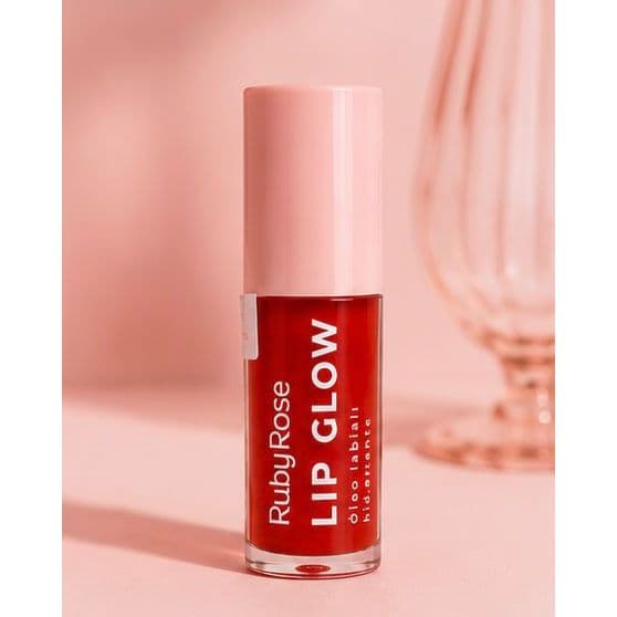 Lip Glow Ruby Rose Electric Red Óleo Labial Hidratante Efeito Glow Vermelho, Maquiagem Brilho Labial Lip Oil Boca