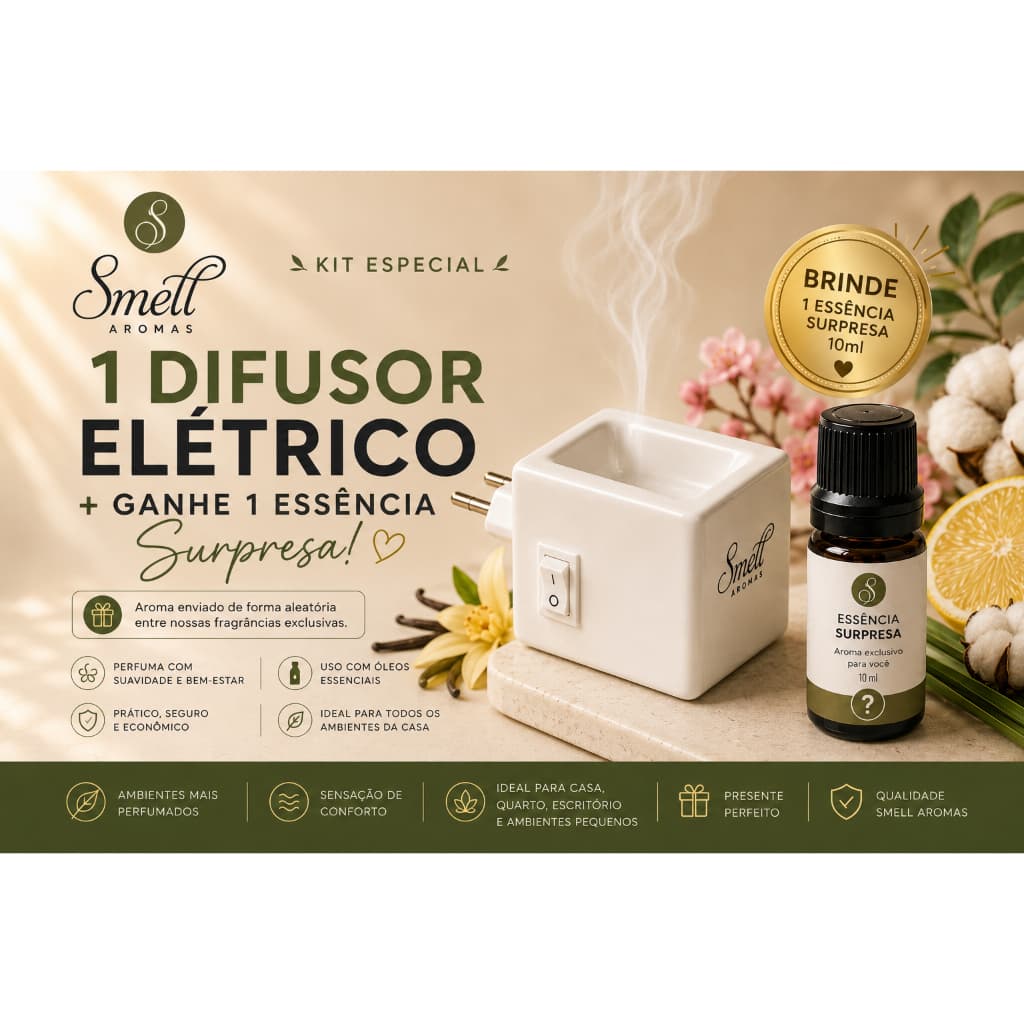 AROMATIZADOR ELETRICO BRANCO + ESSENCIA DE 10 ML