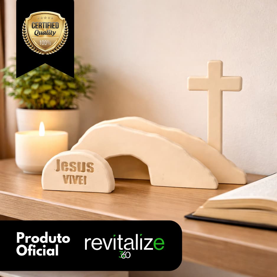 Decoração Escultura Jesus Cristo de Mesa Estátua Decorativa Religiosa Enfeite Sala Ele Vive