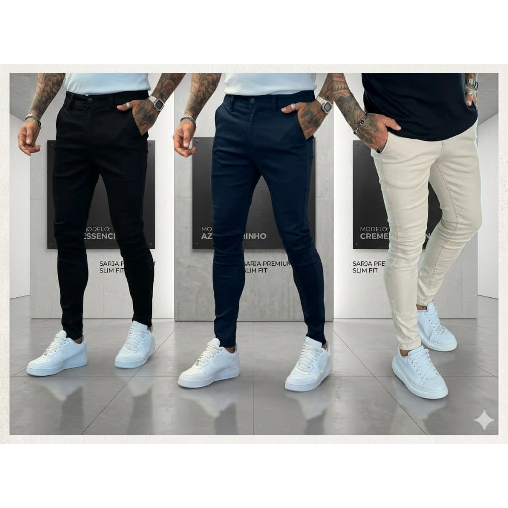 Kit De Calças Sarjas Masculinas Bolso Embutido