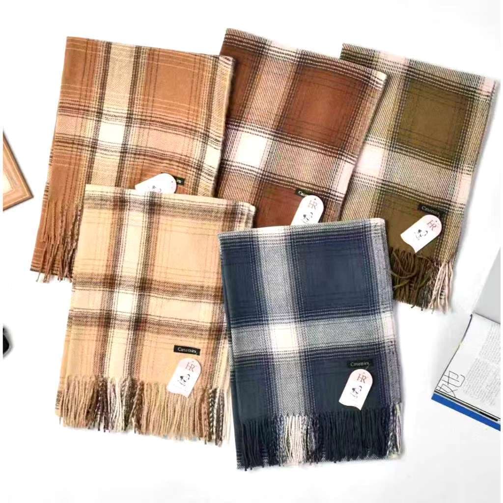 Cachecol de Xadrez Térmico Unissex em Cashmere para Inverno