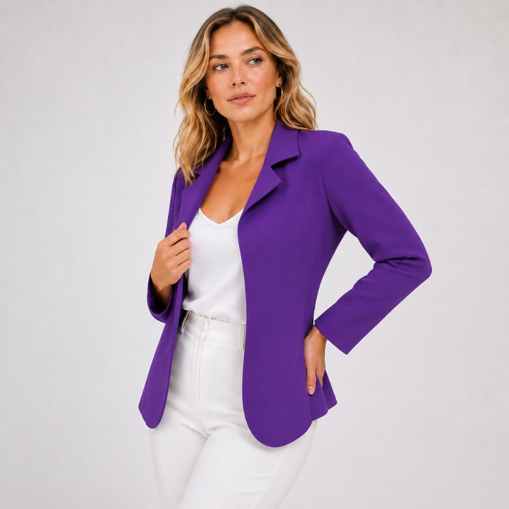 Blazer Feminino Casaco De Neoprene Manga Longa Acinturado Casaquinho Alfaiataria Fresquinho