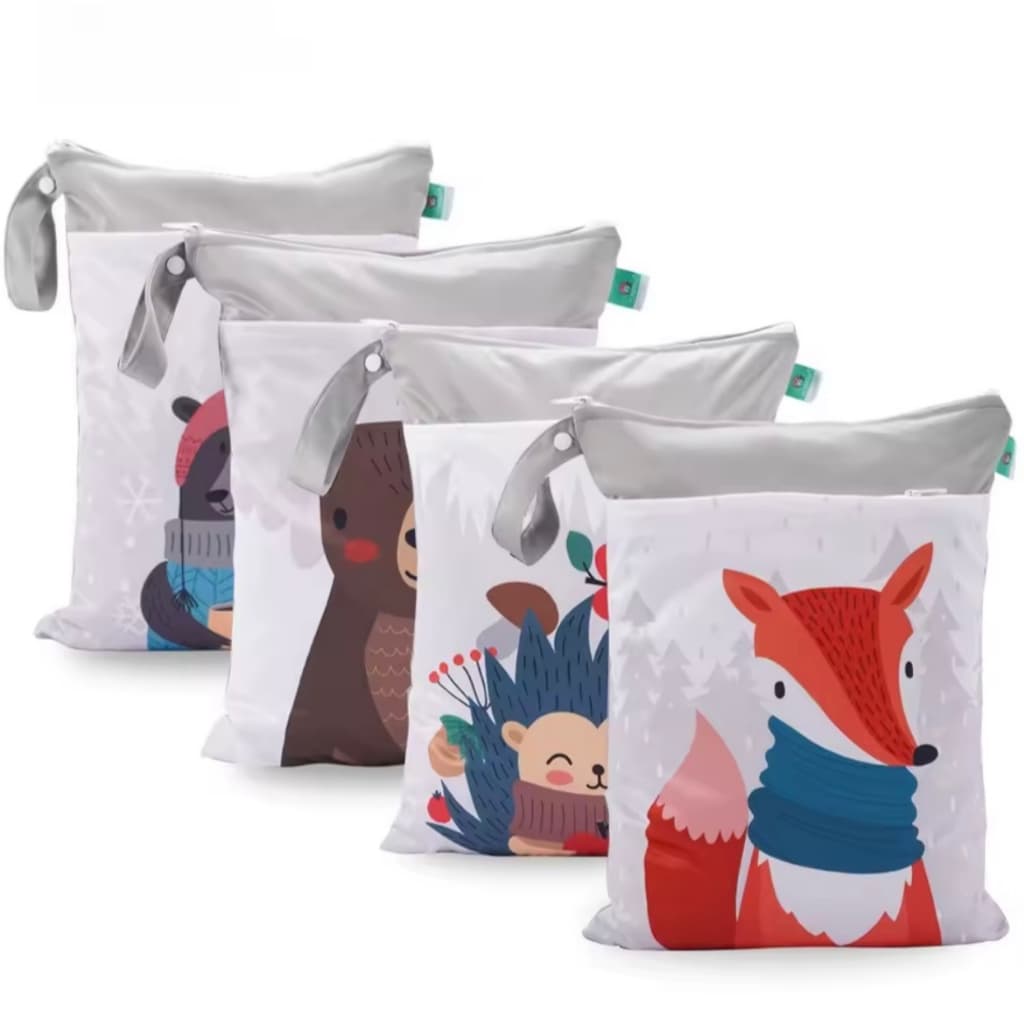 Bolsa Molhada e Seca Impermeável para Bebê Reutilizável Saco de Fraldas com Zíper e Alça 30x40cm