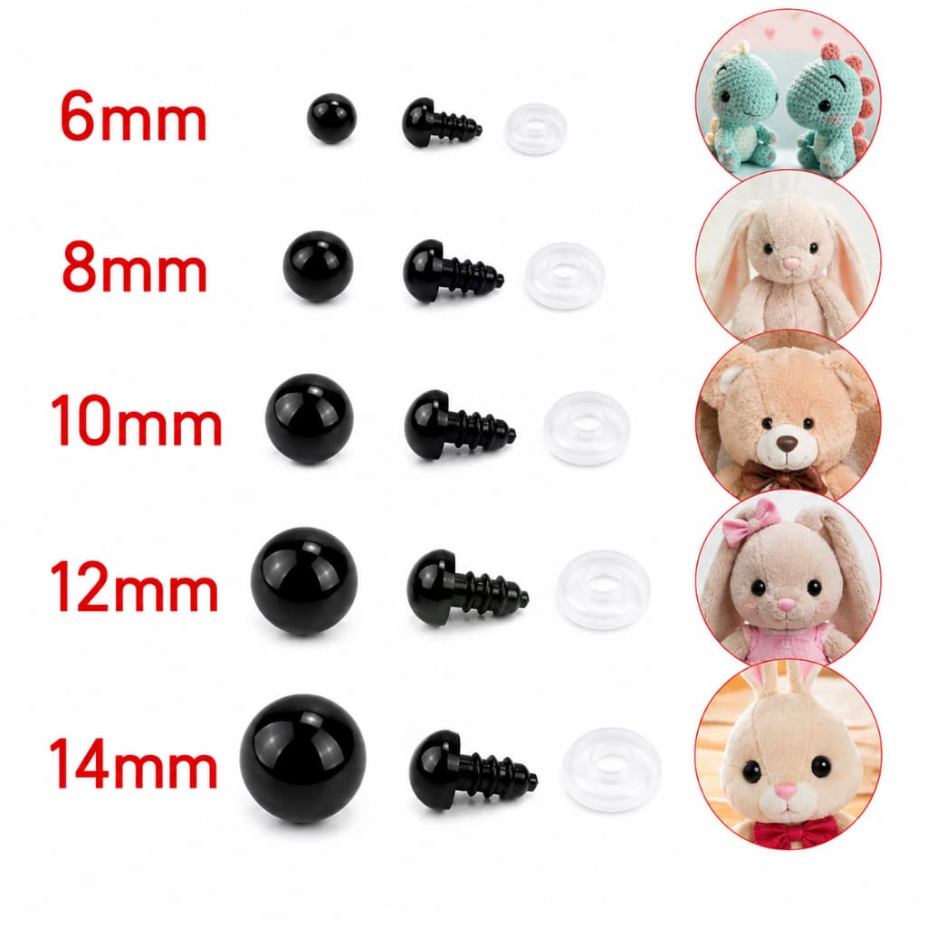 Olhos para amigurumi PRETO 100 pares CIRCULO