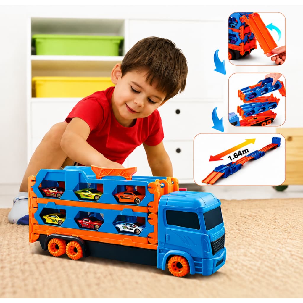 Caminhão Cegonha Infantil com 6 Carrinhos Educativo