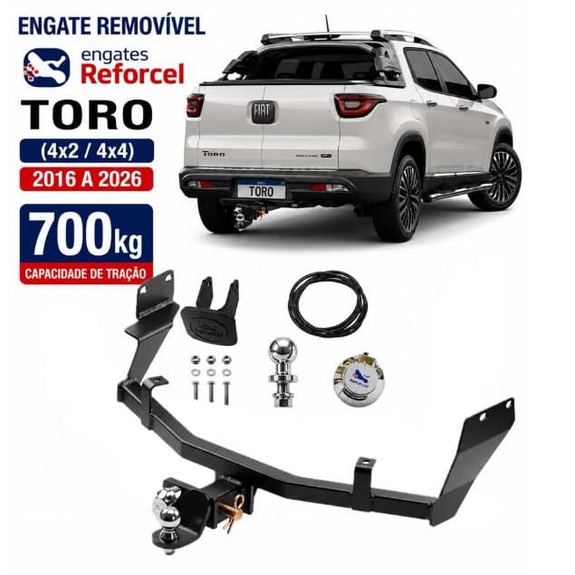 Engate Reboque Removível Toro 2016 a 2026 700kg