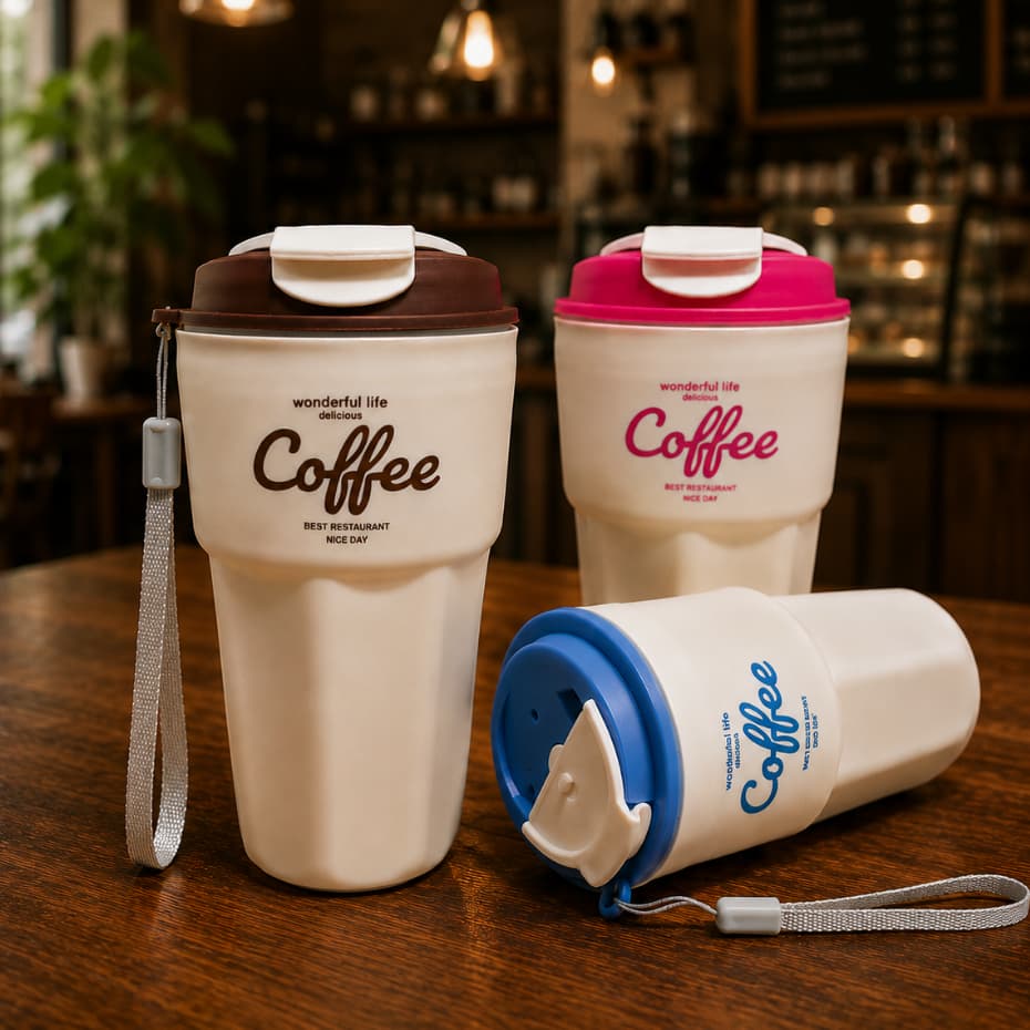 Copo de Café com Alça e Tampa 480ml – Seu Café Perfeito Onde Você Estiver