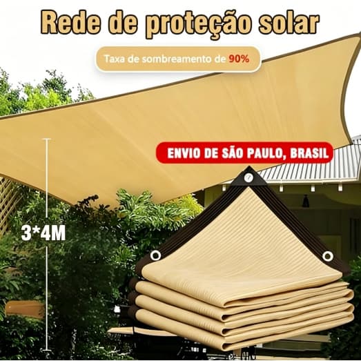 Tela Sombrite 90% 4x3m Bainha Reforçada Com Llhos Metálicos SS2
