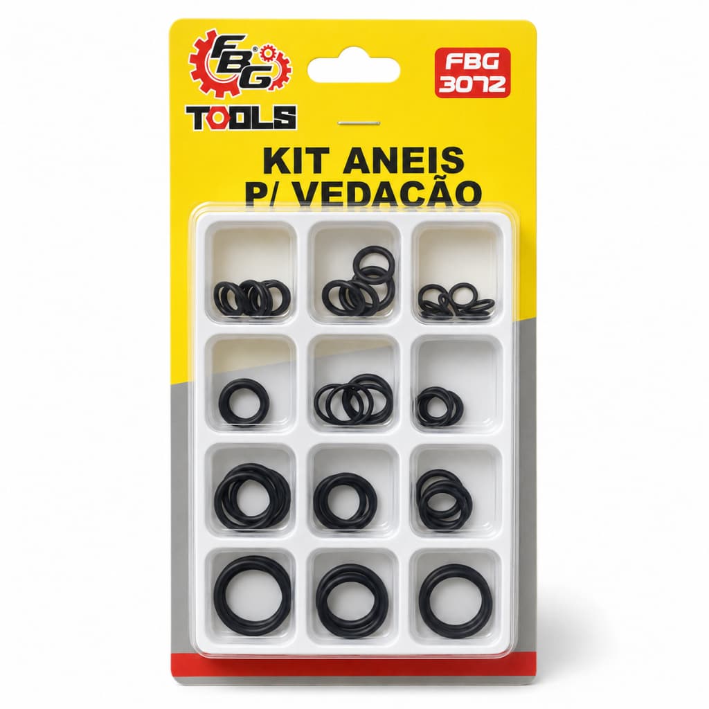 Kit 50 Anéis de Vedação Borracha O-Ring 12 Tamanhos Sortidos Hidráulico Mecânico Kit 50 Anéis de Vedação Borracha O-Ring