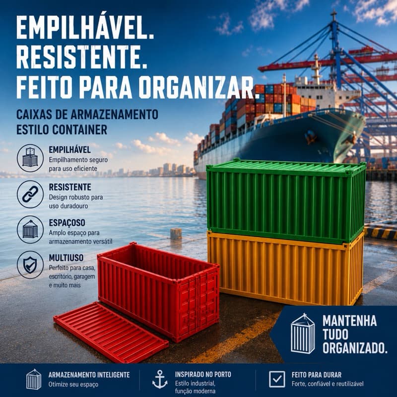 Mini Container Organizador com Tampa Empilhável Caixa de Armazenamento Decoração