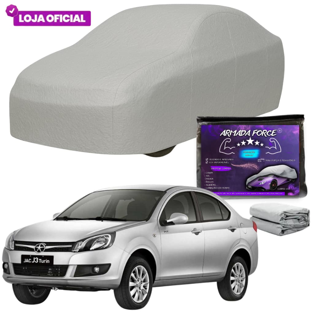 Capa Cobrir Carro Jac J3 Turin ARMADA FORCE Forrada 100% Impermeável Protege Sol Chuva Poeira AntiUV