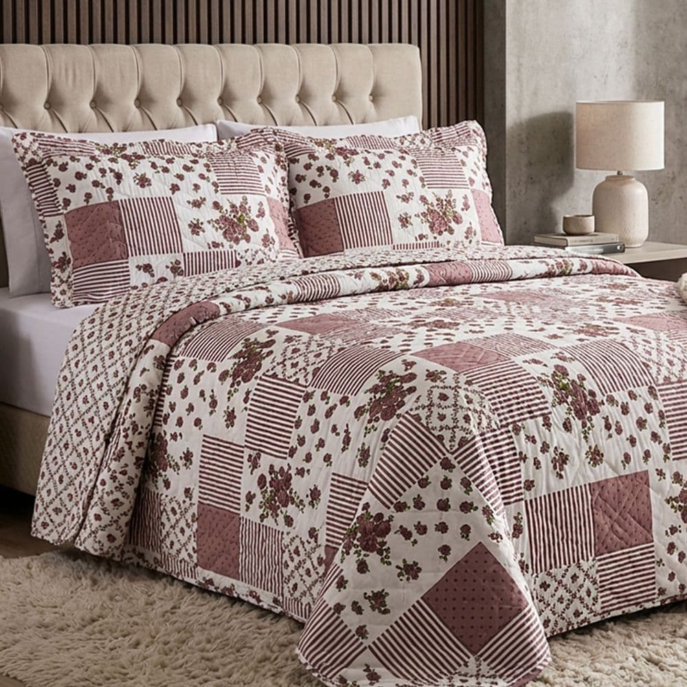 Cobre Leito Estampado Dupla Face Percal 300 Fios