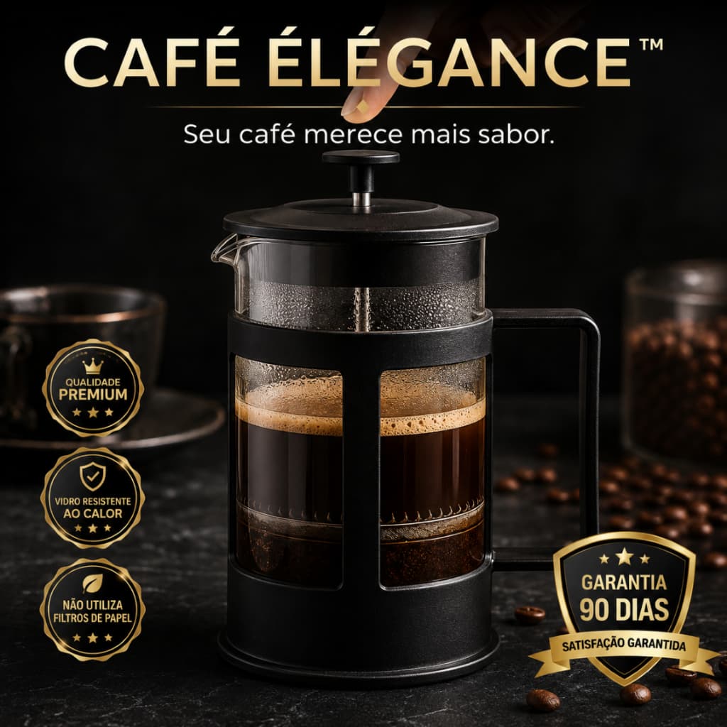 Cafeteira Francesa 600ml Prensa Francesa Café Gourmet French Press Vidro Filtro Reutilizável