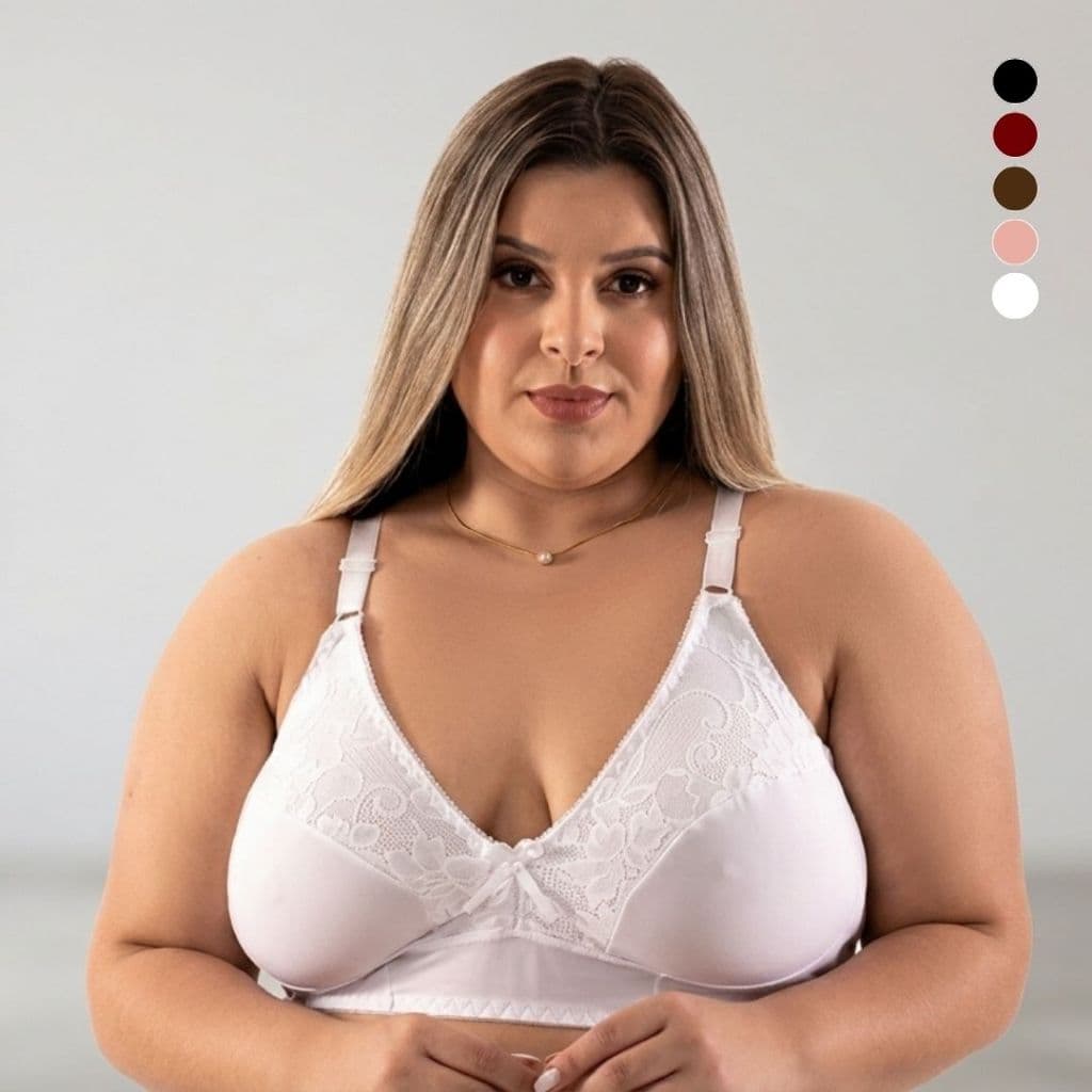 Kit 3 Sutiã Microfibra Plus Size Sem Bojo Detalhe em Renda Conforto Sustentação e Liberdade no Dia a Dia