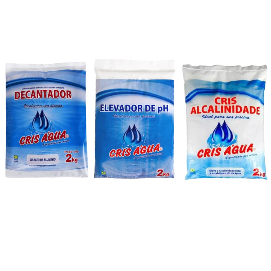 Kit Limpeza de Piscina Completo com Decantador + Barrilha + Ajuste de Alcalinidade | Tratamento da Água, Clarificação mm