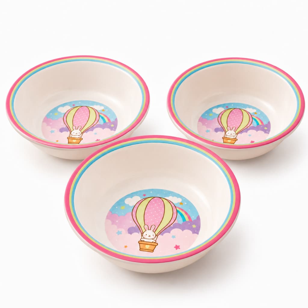 Kit 3 Tigelas Infantil Coelhinha Clingo Bebê Criança Pode Ir Ao Micro-ondas Freezer Lava-louças Resistente