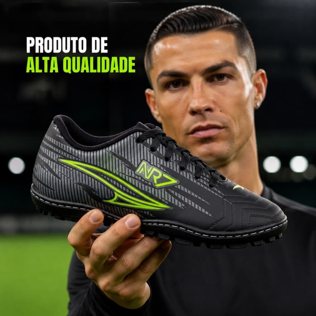Chuteira Society Masculina Leve Confortável Estável Sola Cravejada Para Jogar No Gramado Sintético