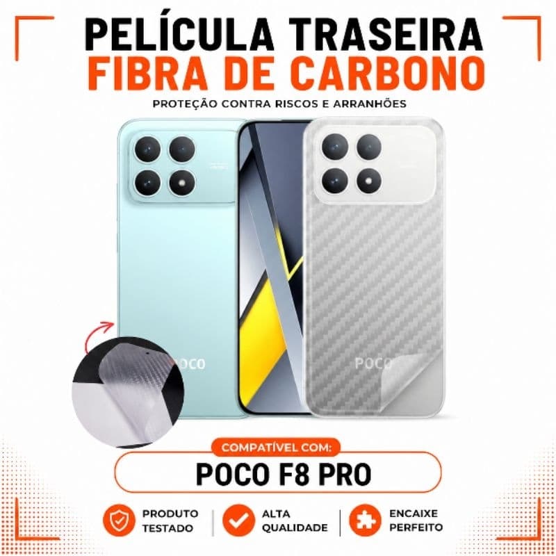 Películas Poco F8 Pro Película Traseiras de Proteção Fibra De Carbono Anti Impacto Proteção De Trás