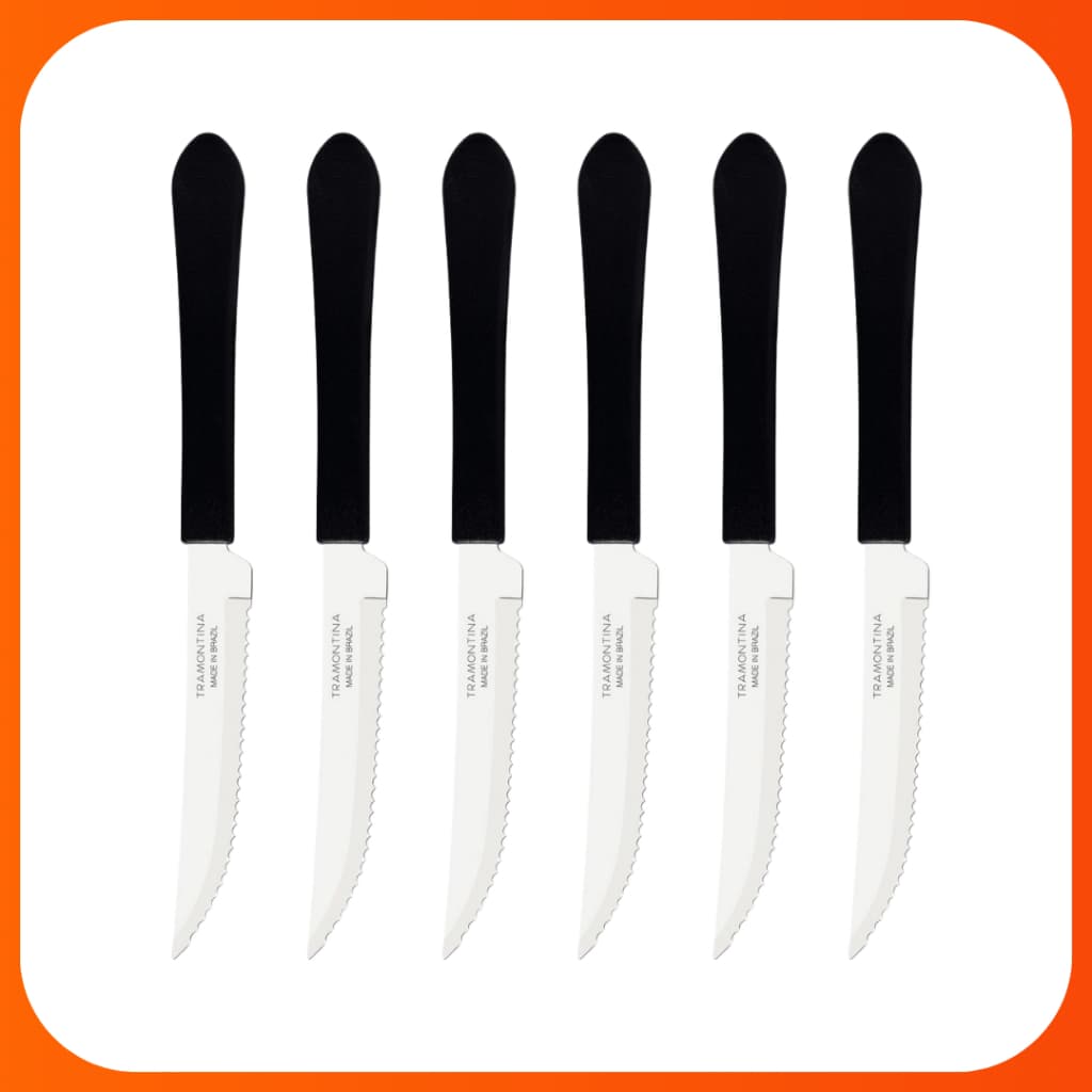 Faca Tramontina Inox Cabo Preto Leme - Conjunto